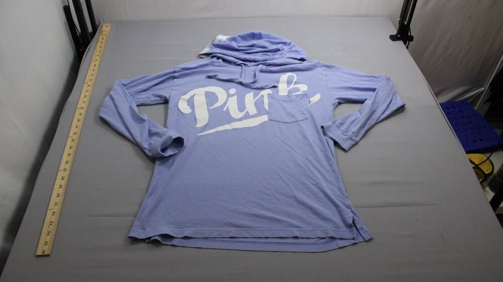 Pink Victoria's Secret T-Shirt Womens XS Purple V-Neck Long Sleeve Drawstring